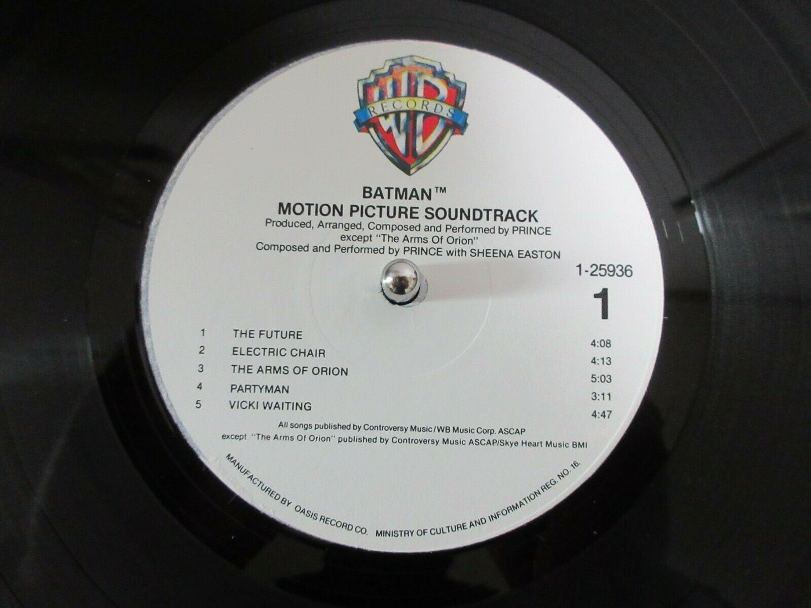 Pic 3 BATMAN OST KOREA VINYL LP 1989 PRINCE TIM BURTON DARK KNIGHT 1st PS Sticker NM