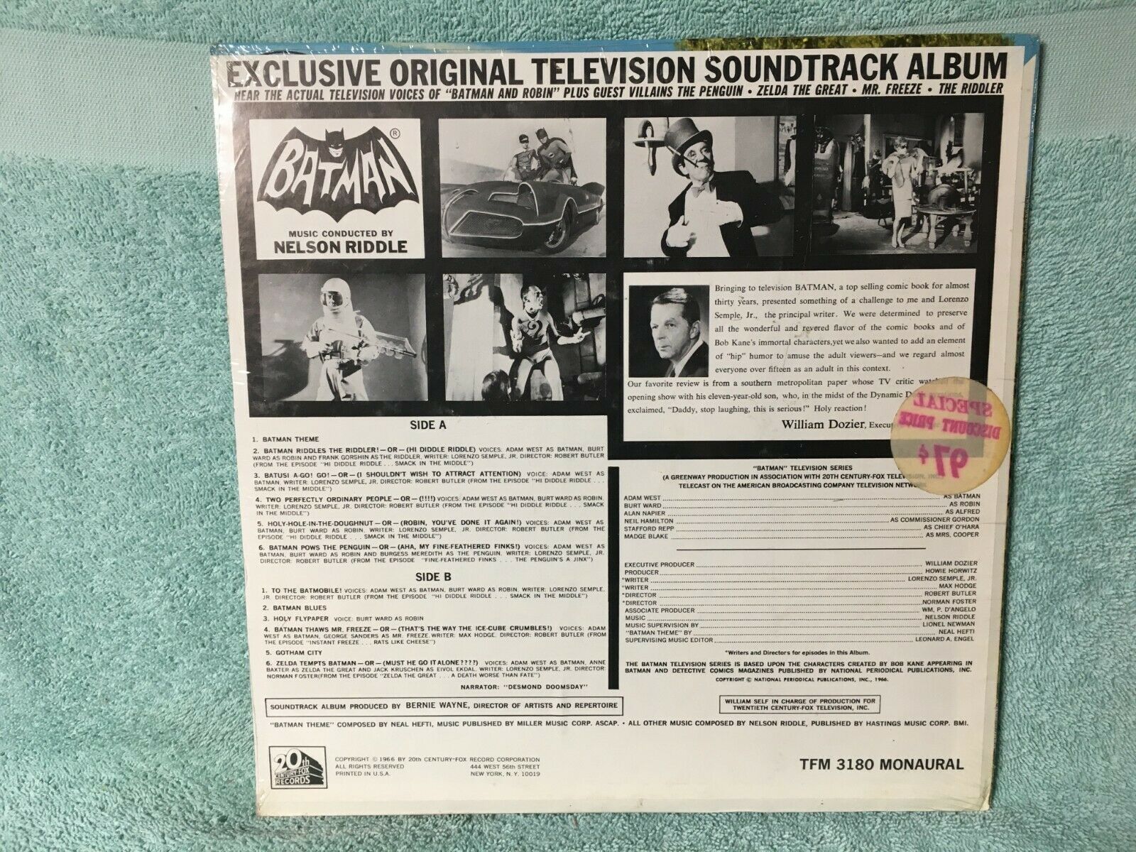 Pic 1 1966 Batman Television Soundtrack Album TFM 3180 Factory Sealed Shrink Wrap