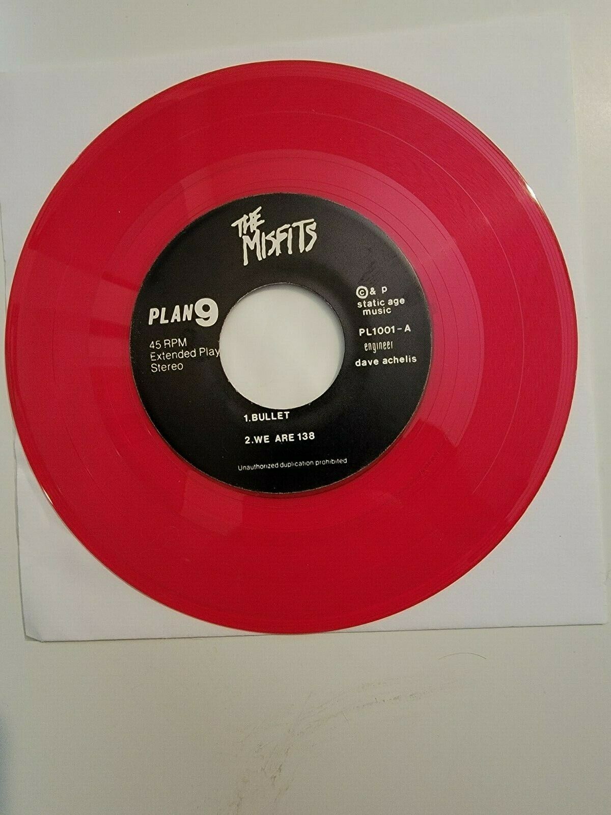 Pic 3 The Misfits - Bullet 7" Vinyl - Better Dead on Red - Press 1000 -Translucent Red