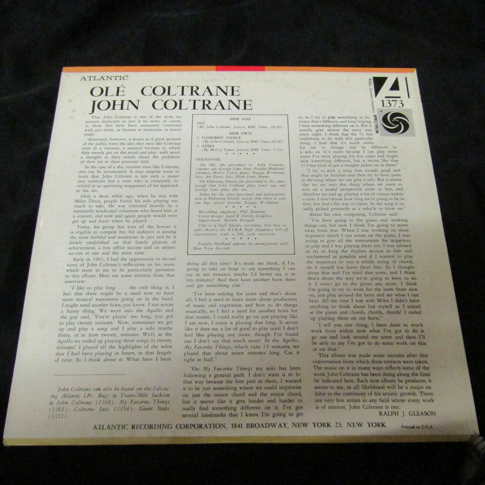 Pic 1 John Coltrane : Olé U.S. LP Atlantic 1373