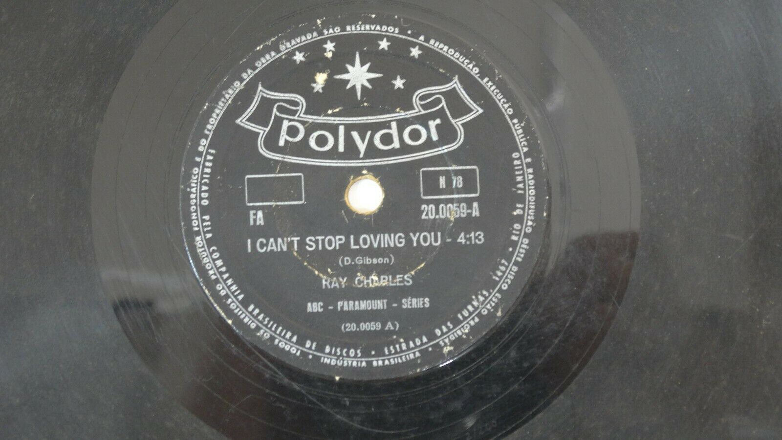 Pic 3 RAY CHARLES - "I Can't Stop Loving You/ Bye Bye Love" 78 RPM BRAZIL 1961