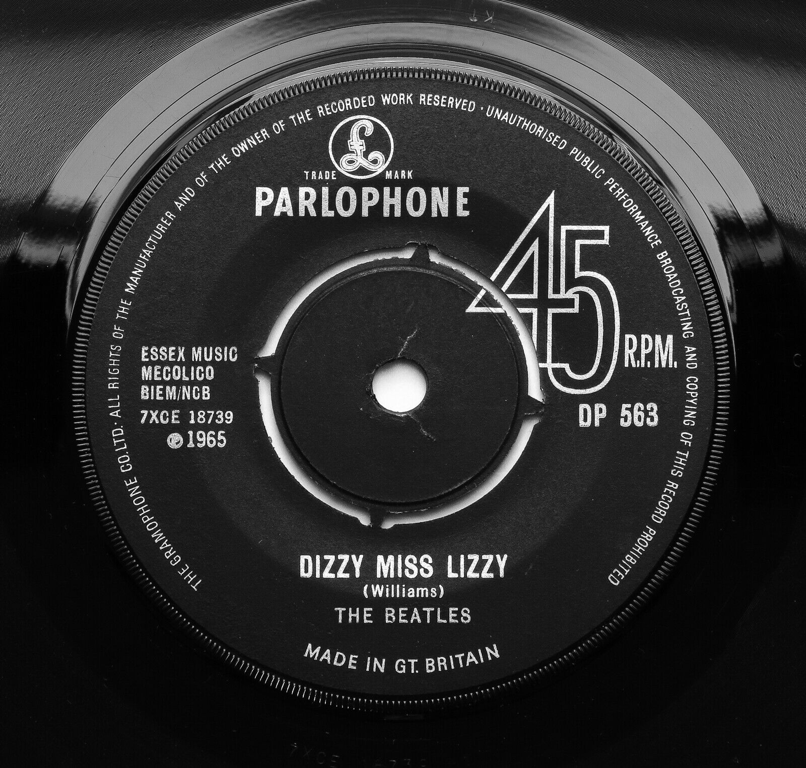 Pic 2 The Beatles - Yesterday/Dizzy Miss Lizzy - UK 1965 *EXPORT* 45 DP 563 1/G