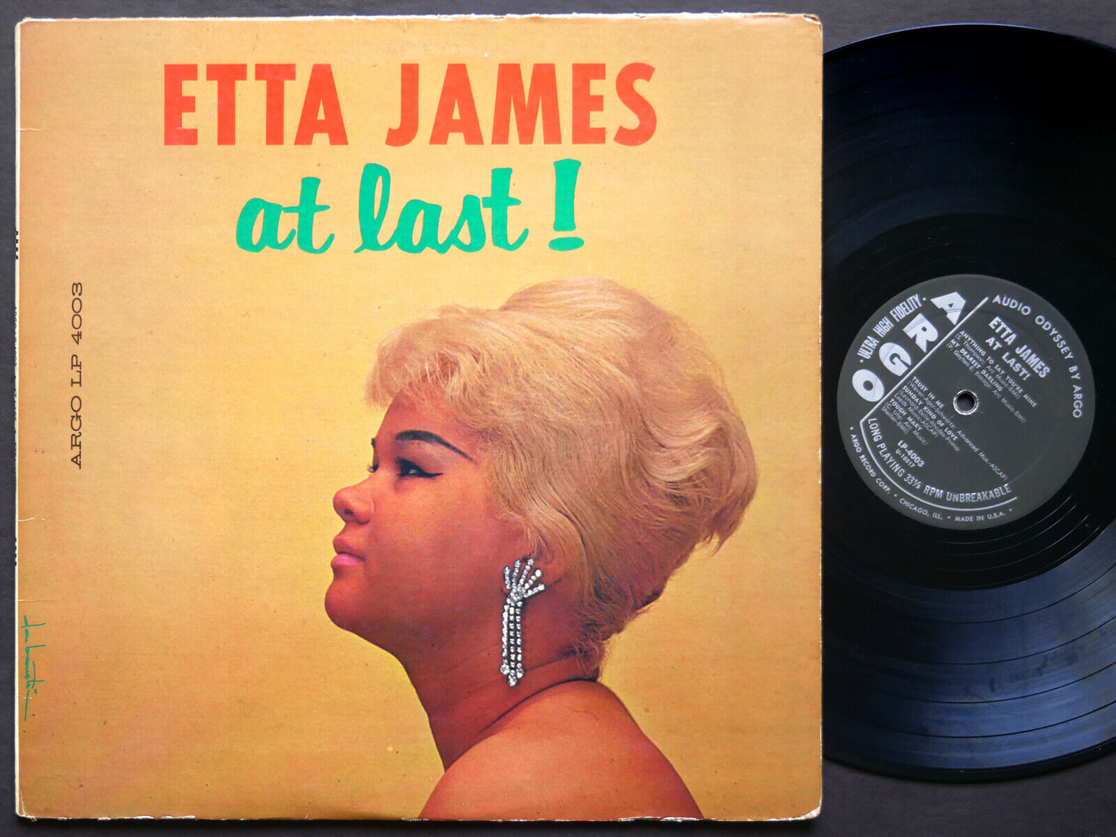 Pic 1 ETTA JAMES At Last  LP ARGO RECORDS LP 4003 Orig US 1961 BLUES FUNK SOUL MONO