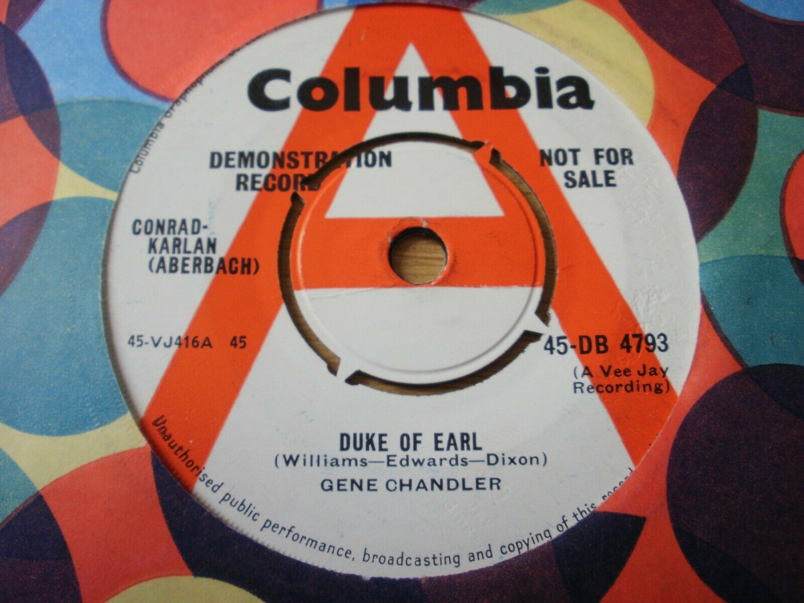 Gene Chandler   "Duke Of Earl"   DEMO  Columbia  DB 4793  M-  Crisp.  Soul  R&B