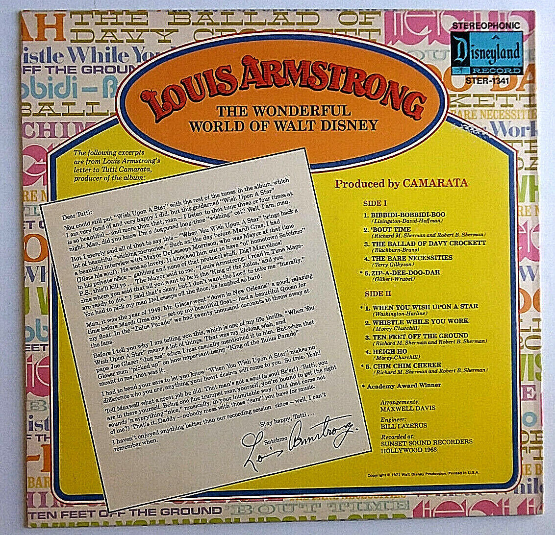 Pic 1 LOUIS ARMSTRONG - The Wonderful World Of Walt Disney - Vinyl LP 1971 STER-1341