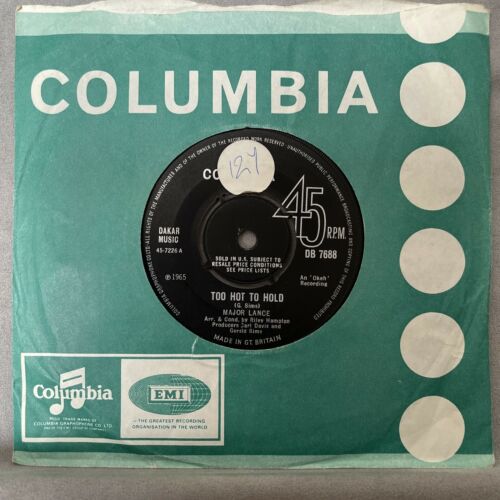 MAJOR LANCE-TOO HOT TO HOLD/DARK AND LONELY 7” VINYL SINGLE