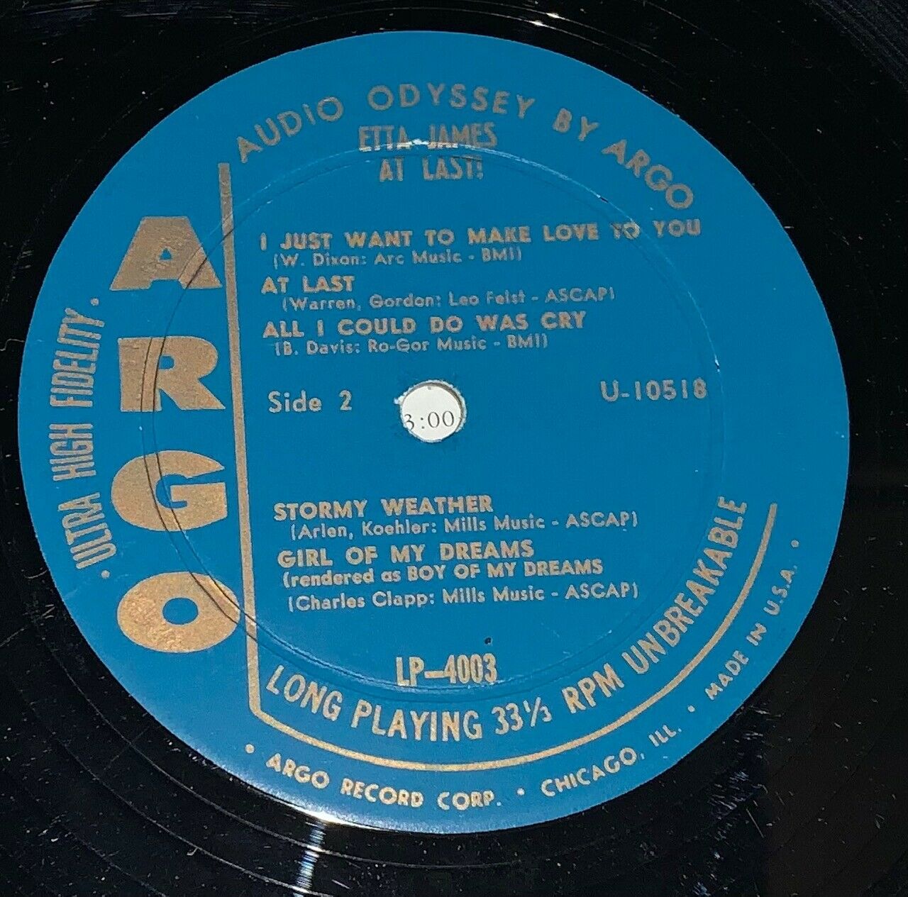 Pic 3 Etta James At Last  Argo LP 4003 1960 1st Press Mono Rare Blues Soul VG+/VG+