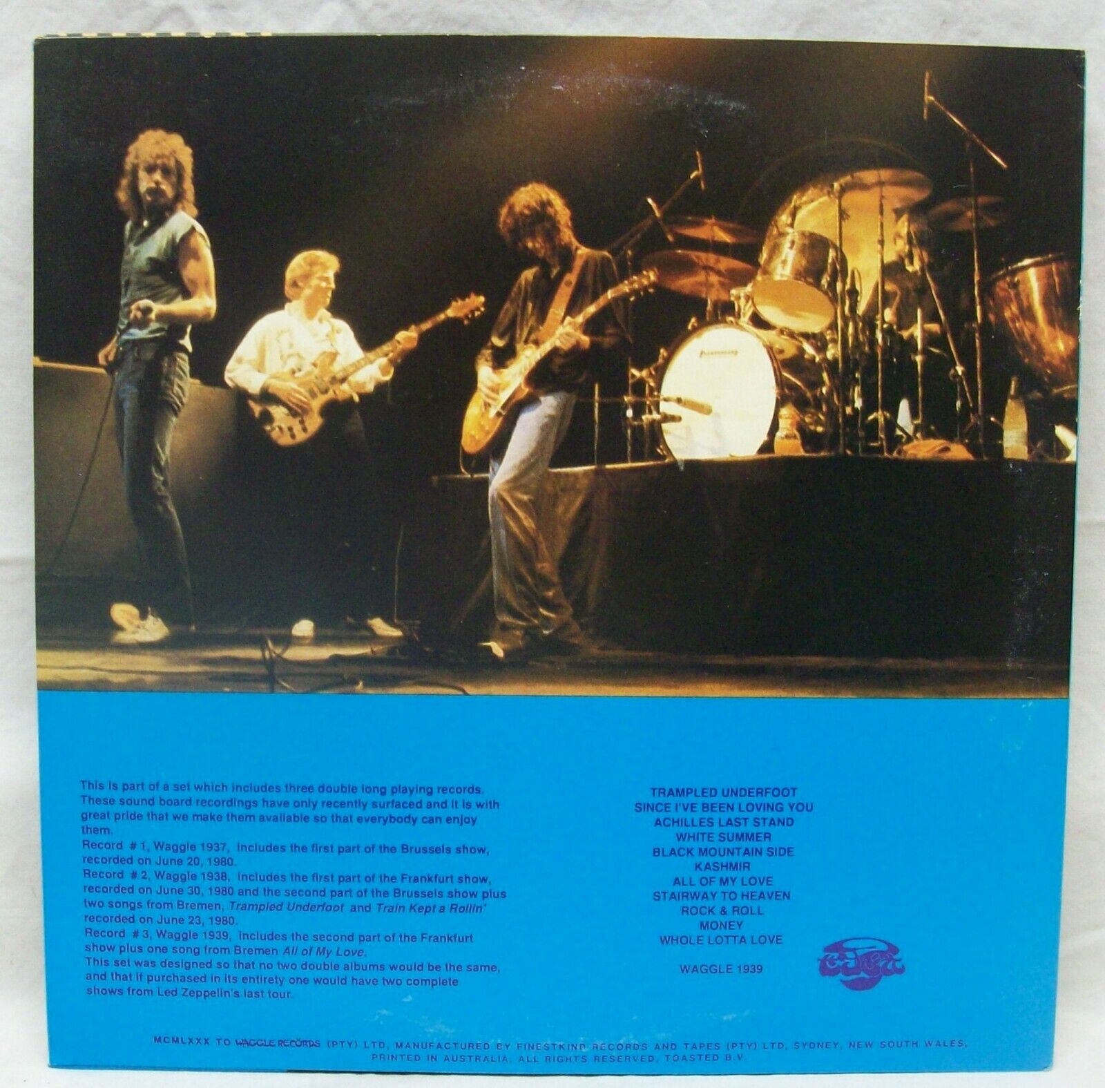 Pic 1 1985 Led Zeppelin "Dinosaur" 2-LP Vinyl Record (WAG 1939) NM/EX 1980 Live Show